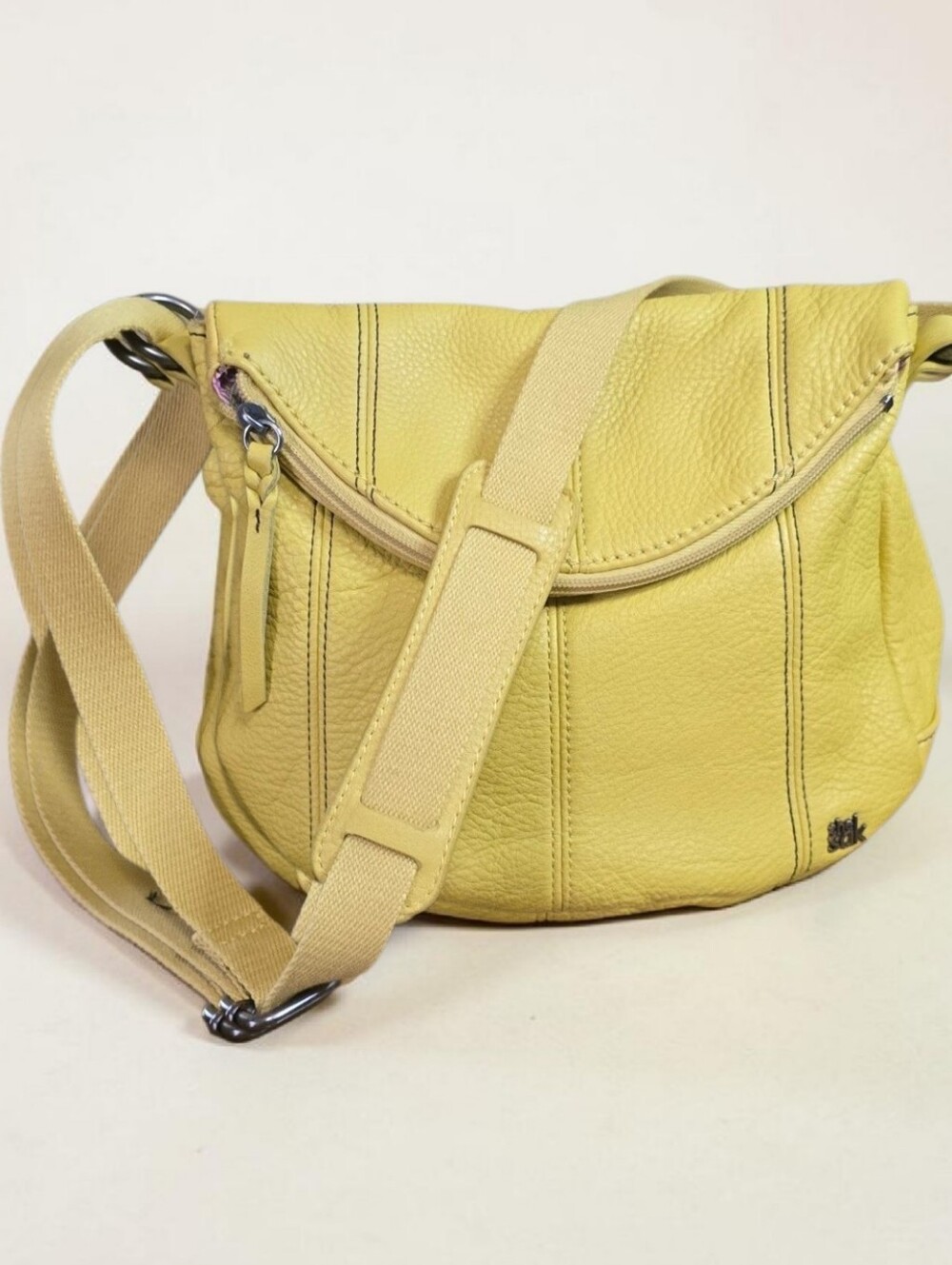 THE SAK Yellow Leather Deena Flap Crossbody Bag
